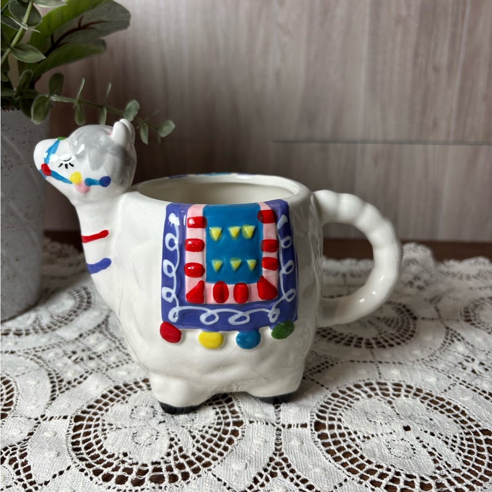 Whimsical Ceramic Llama Coffee Mug with Colorful Accents